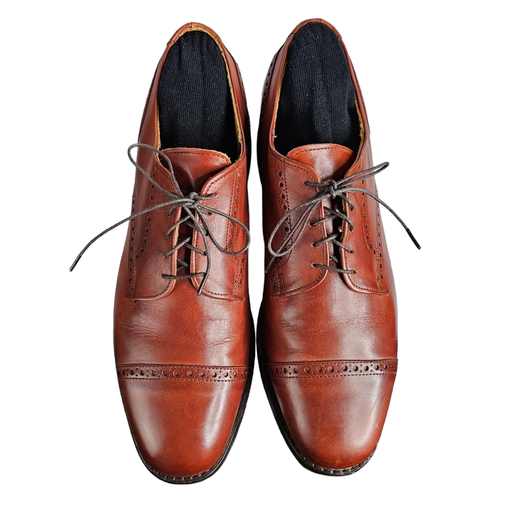 Allen Edmonds SZ 12 B Benton Brown Leather Lace Up Cap Toe Oxford Dress Shoe